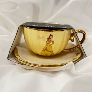 BELLE Teacup with saucer set DISNEY PRINCESS Beautiful!!! Gold trim NEW